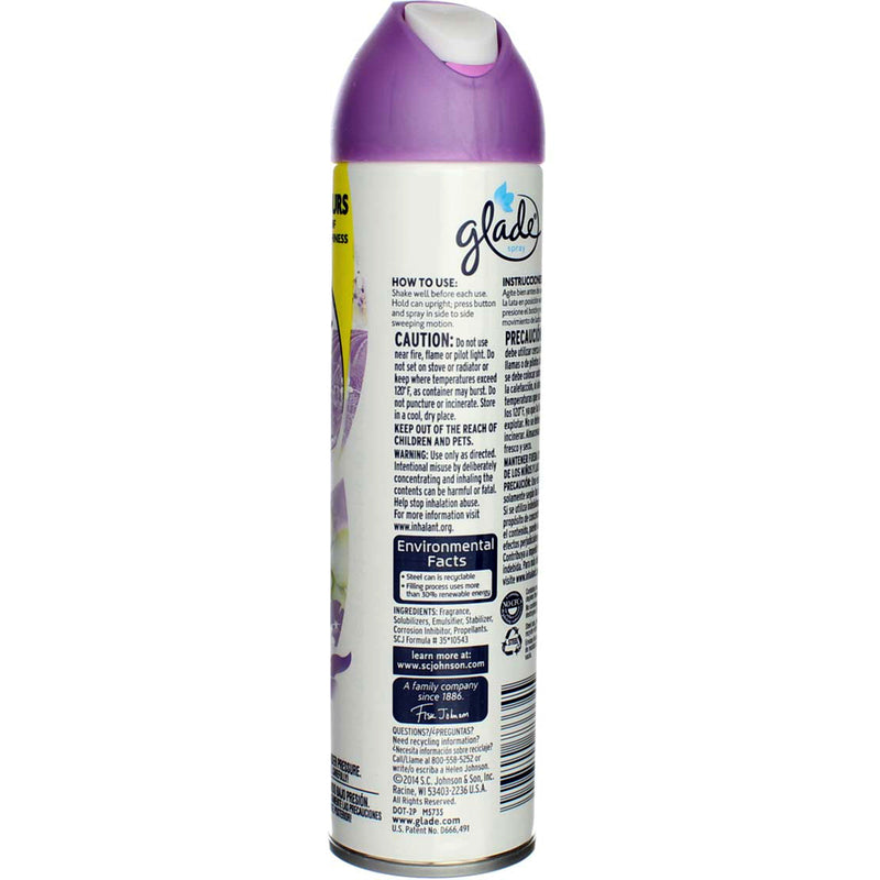 Glade Spray Aerosol, Lavender & Vanilla, 8 oz