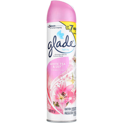 Glade Spray Aerosol, White Tea & Lily, 8 oz