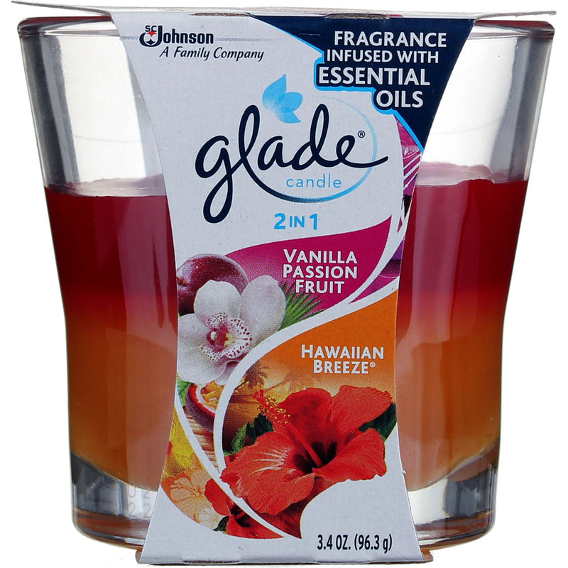 Glade 2-in-1 Candle, Vanilla Passion Fruit & Hawaiian Breeze, 3.4 oz