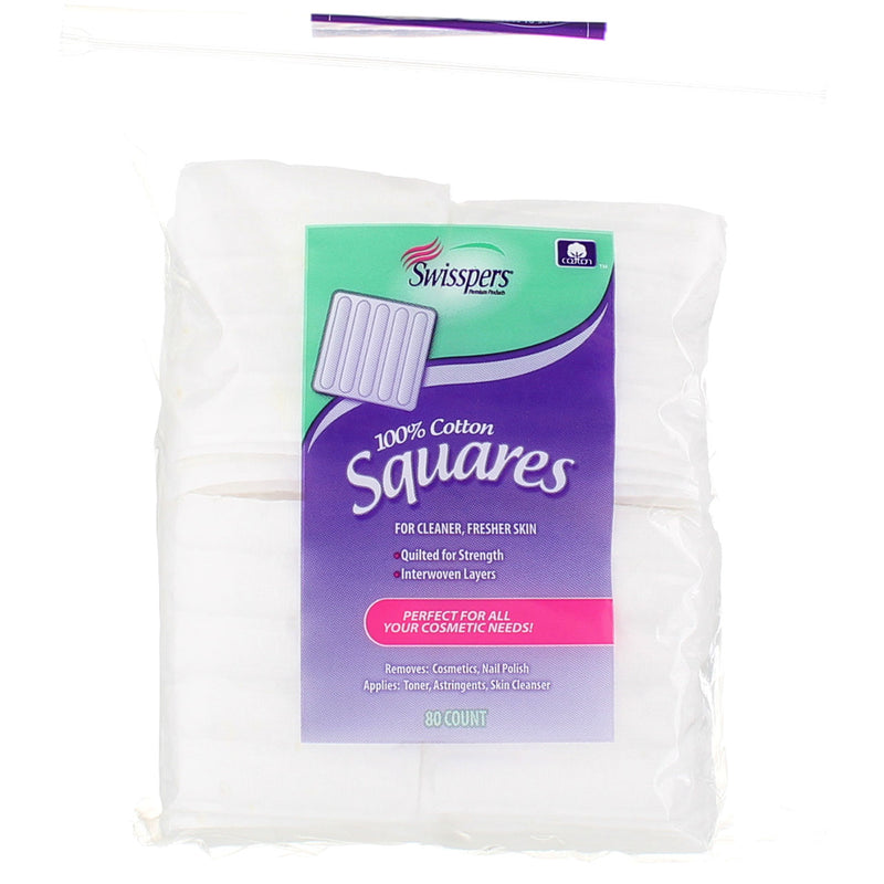 Swisspers Premium Cotton Squares, 80 Ct