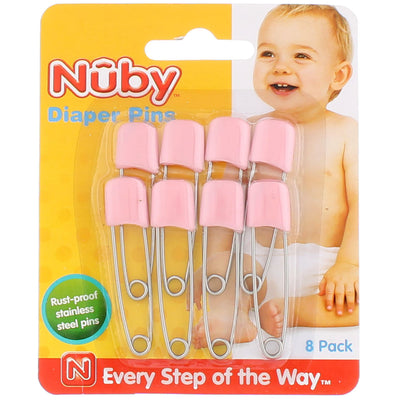 Nuby Diaper Pins, Assorted Colors, 8 Ct