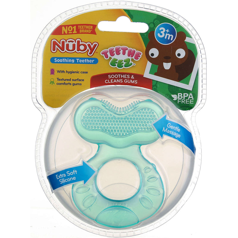 Nuby Teethe-Eez Soft Silicone Teether, 3m+, Assorted Colors