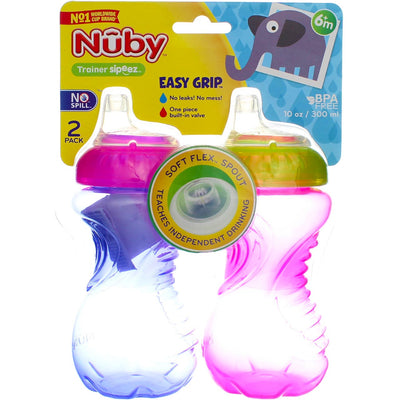 Nuby Easy Grip Sippy Cup, 6m+, 10 oz, 2 Ct