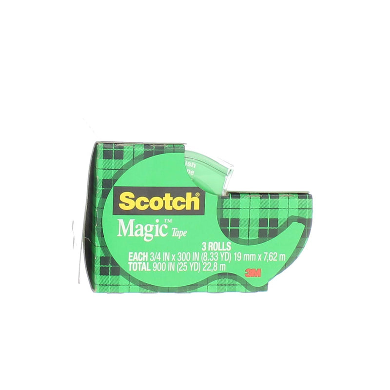 Scotch Magic Tape, Transparent, 0.75in X 300in, 3 Ct