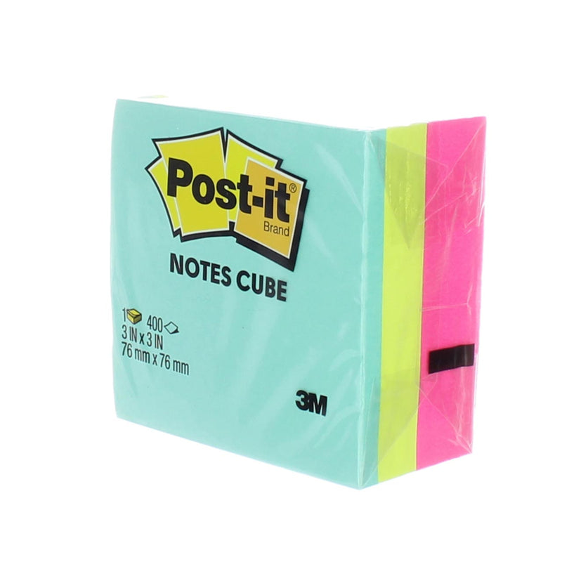 Post-it Notes Cube, 3 Neon Colors, 3in x 3in, 400 ea.
