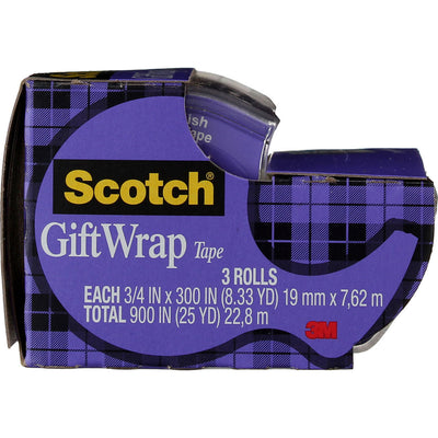 Scotch Gift Wrap Tape, Satin Finish, 0.75in X 300in, 3 Ct