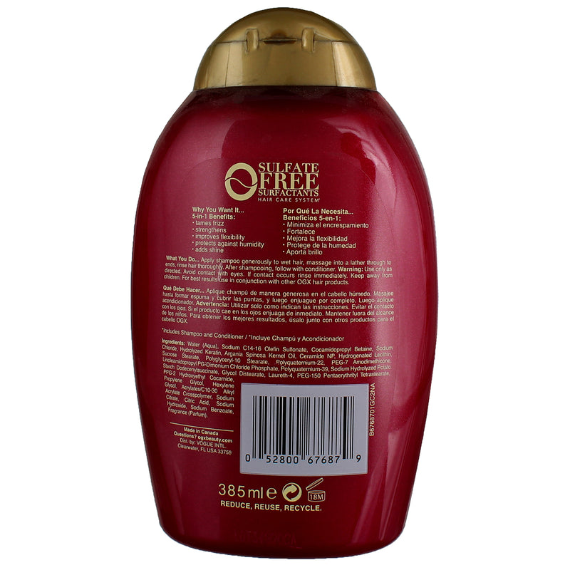 OGX Frizz Free + Keratin Smooting Oil 5-IN-1 Benefits Shampoo, 13 fl oz