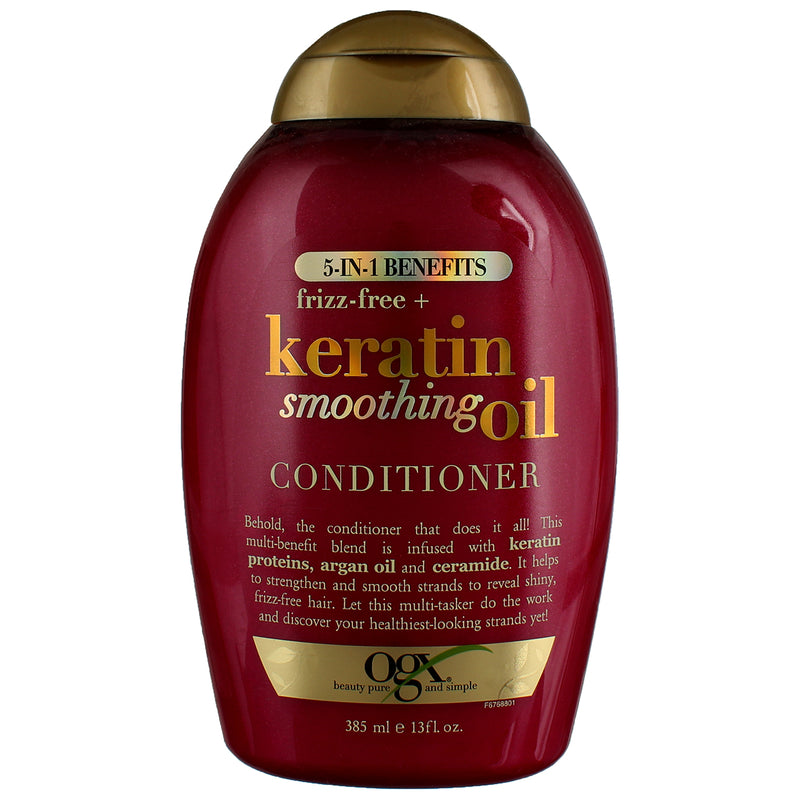 OGX Frizz Free + Keratin Smooting Oil 5-IN-1 Benefits Conditioner, 13 fl oz