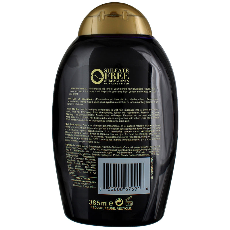 OGX Blonde Enhance + Purple Toning Shampoo, 13 fl oz