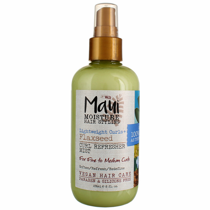 Maui Moisture Lightweight Curls Hair Styling Curl Refresher Hair Mist, Flaxseed, 8 fl oz