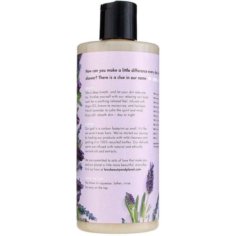 Love Beauty & Planet Relaxing Rain Body Wash, Argan Oil & Lavender, 16 fl oz