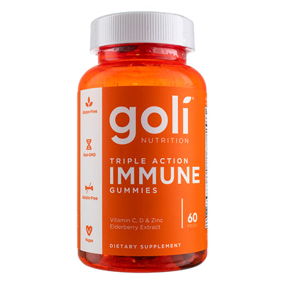 (Super Savings Bundle!) Goli Nutrition  Triple Action Immune Gummies, Elderberry, 60 Ct (2 pack)