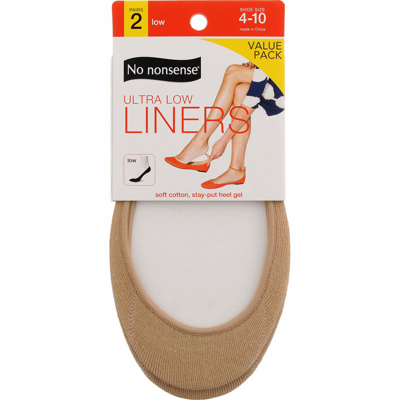No Nonsense Ultra Low Liners, Nude, Size 4-10, Low, 2 Ct