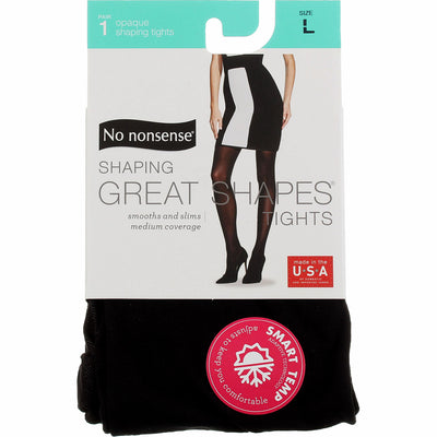 No Nonsense Great Shapes Opaque Shaping Tights, Black, Large