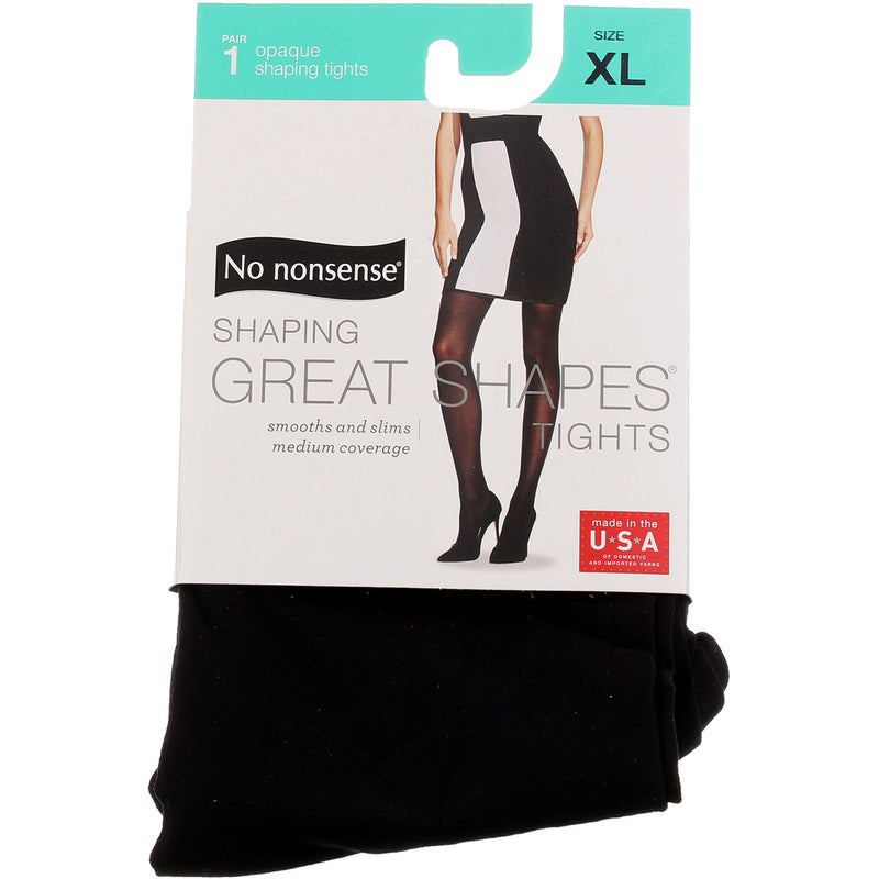 No Nonsense Great Shapes Opaque Shaping Tights, Black, Extra Large