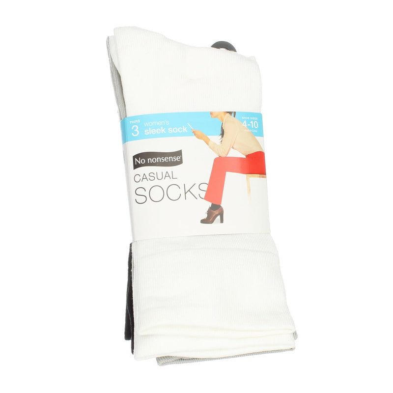 No Nonsense Casual Sleek Socks, Assorted Colors, Size 4-10, 3 Ct