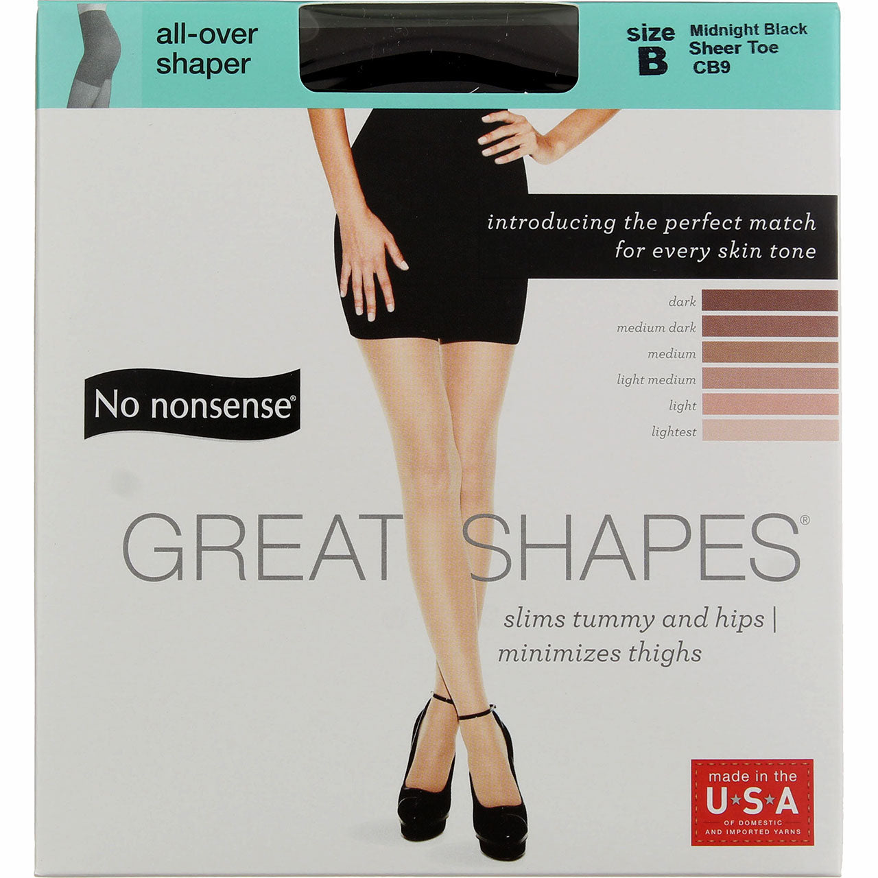 No Nonsense Great Shapes All-Over Shaper Pantyhose, Midnight Black CB9# ...