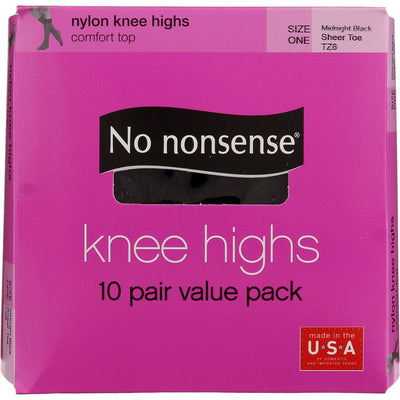 No Nonsense Knee Highs, Black, 10 ct