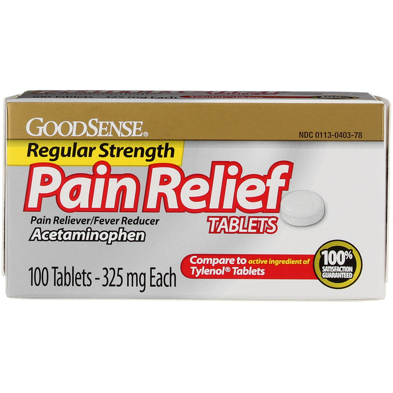 GoodSense Acetaminophen Regular Strength Pain Reliever Tablets, 325 mg, 100 Ct