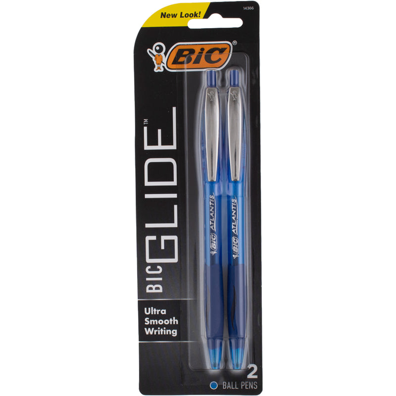BiC Atlantis Trusted Classic Retractable Ball Pen, Medium, Blue 14366, 2 Ct