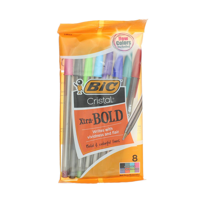 BiC Cristal Xtra Bold Ball Pen, Bold, Assorted Colors 19627, 8 Ct