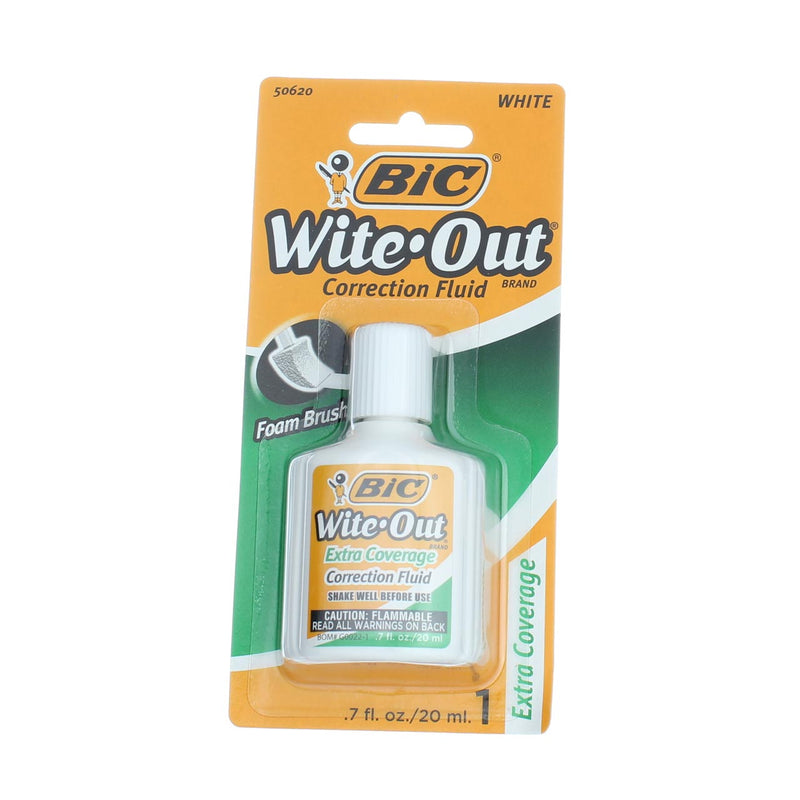 BiC Wite Out Extra Coverage Correction Fluid Liquid, White 50620, 0.7 fl oz
