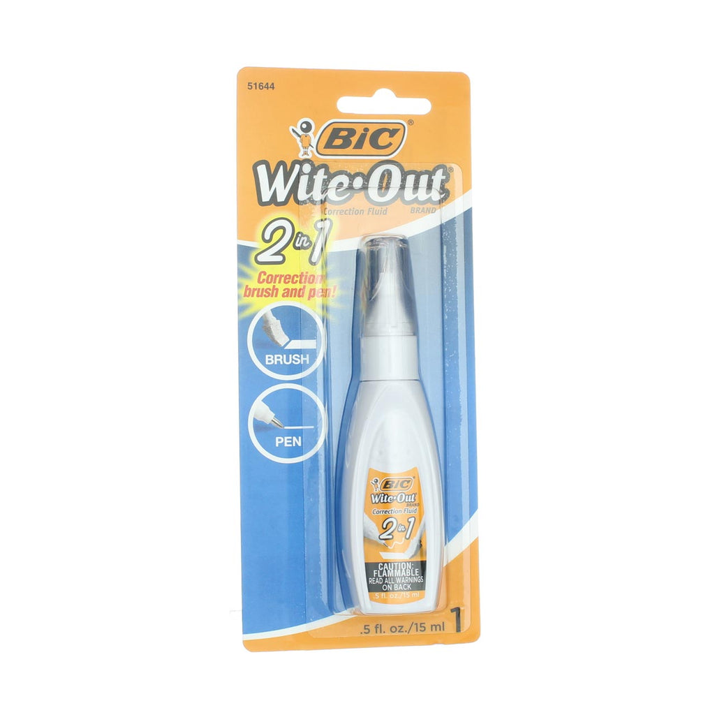 BIC WOPFP11 Wite-Out 2-in-1 Correction Fluid, 15 ml Bottle, White – Vitabox