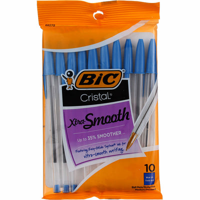 BiC Cristal Xtra Smooth Ball Pen, Medium, Blue 68272, 10 Ct