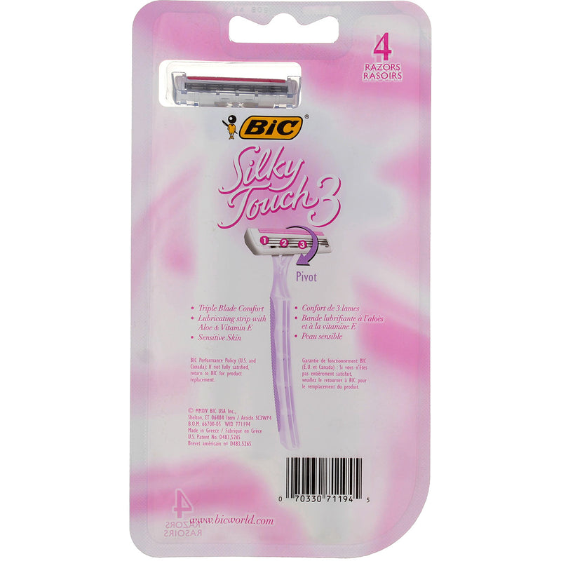 BiC Silky Touch 3 Disposable Razors, 3 Blades, 4 Ct