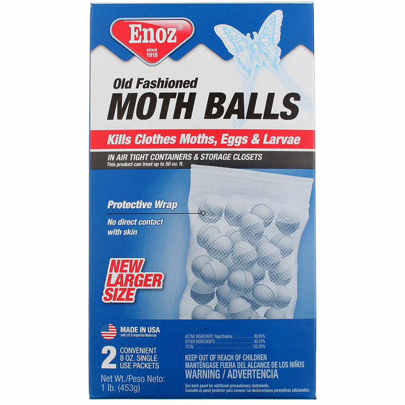 Enoz Old Fashioned Moth Balls Packets, 8 oz, 2 Ct