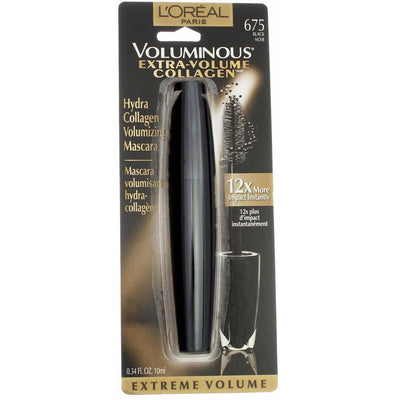 L'Oreal Paris Voluminous Extra-Volume Collagen Washable Mascara, Black 675, 0.34 fl oz