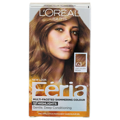 L'Oreal Paris Feria Multi-Faceted Hair Color, Light Golden Brown 63