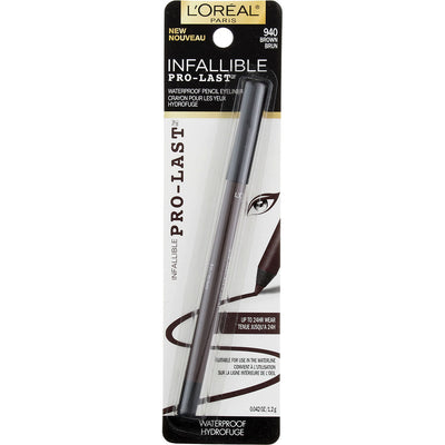 L'Oreal Paris Infallible Pro-Last Eyeliner Pencil, Brown 940, Waterproof, 0.042 oz