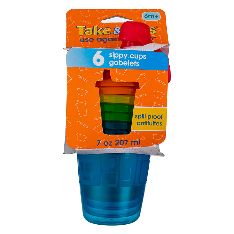 The First Years Take & Toss Sippy Cups, Assorted Colors, 7 oz, 6 Ct