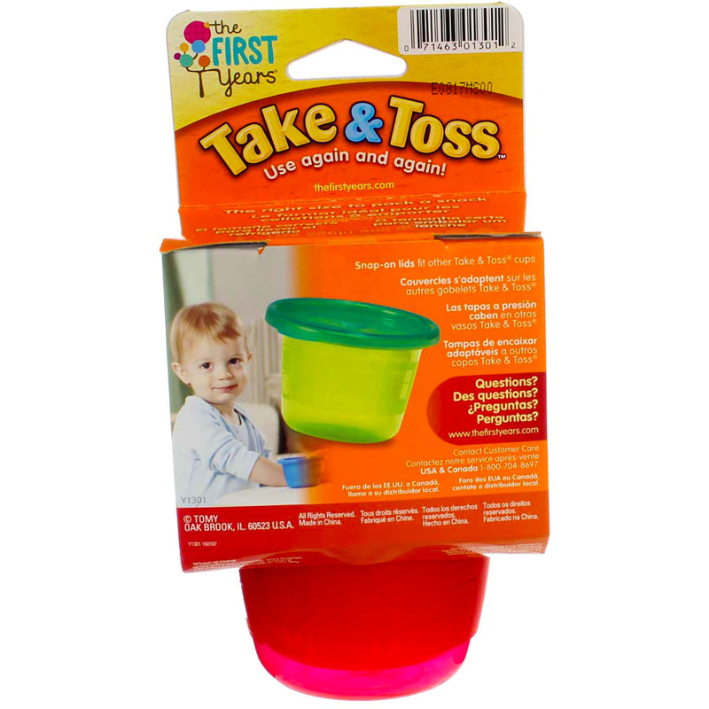 The First Years Take and Toss Snack Containers with Lids, 4.5 Ounce (Pack  of 6)