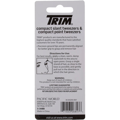 TRIM Beauty Care Mini Duo Pack Slant & Point Tip Tweezers, 2 Pieces