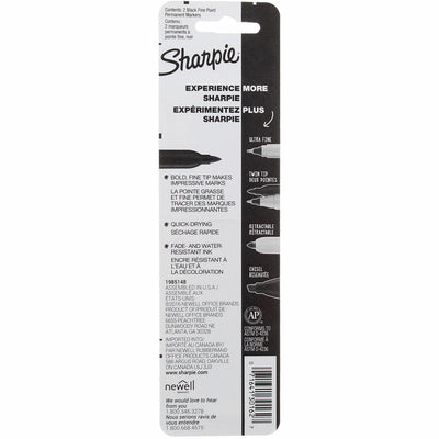 Sharpie Original Fine Permanent Marker Pens, Fine, Black, 2 Ct
