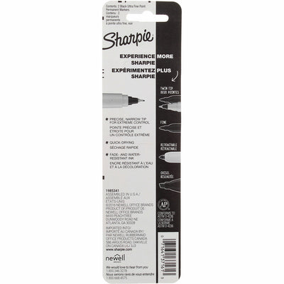 Sharpie Precision Ultra Fine Permanent Marker Pen, Ultra-Fine, Black, 2 Ct