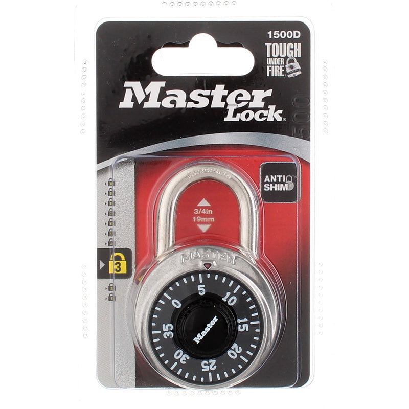 Master Lock Combination Dial Padlock, 1.875", 1500D