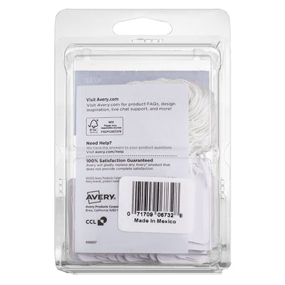 Avery Marking Tags, 1.75in X 0.09in, Pre-Strung, White 6732, 100 Ct