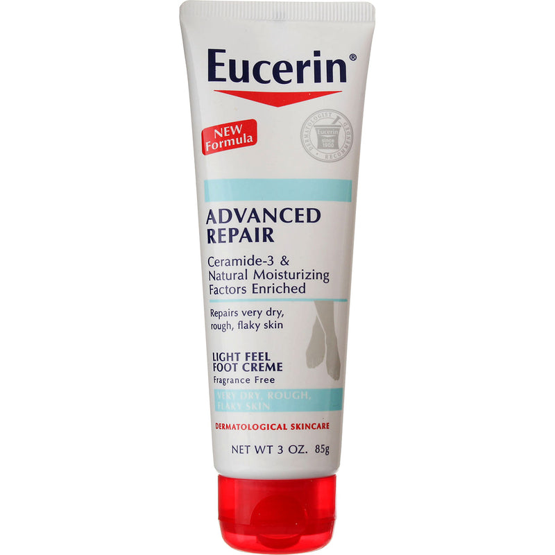 Eucerin Advanced Repair Light Feel Foot Creme, Unscented, 3 oz