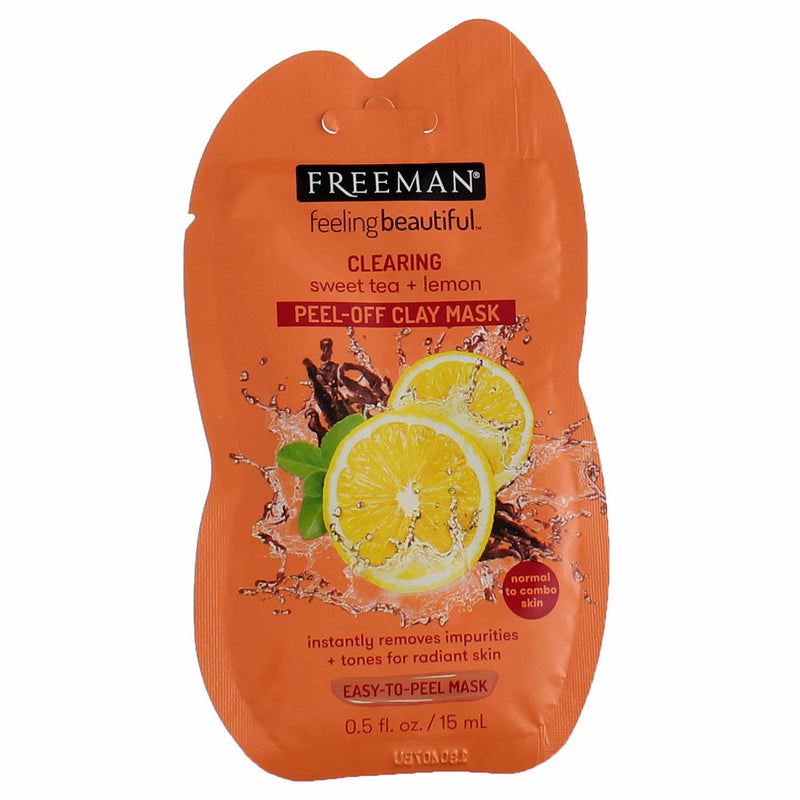 Freeman Feeling Beautiful Clearing Peel-Off Clay Mask, Sweet Tea + Lemon, 0.5 fl oz