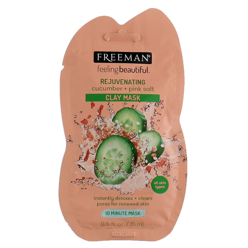 Freeman Feeling Beautiful Rejuvenating Clay Mask, Cucumber + Pink Salt, 0.5 fl oz