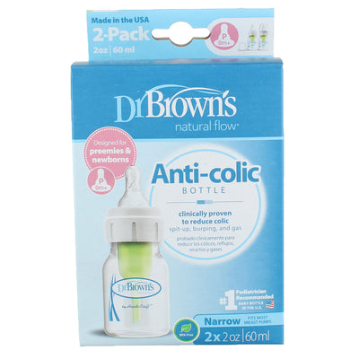 Dr. Brown's Natural Flow Anti-Colic Baby Bottle, 2 oz, 2 Ct