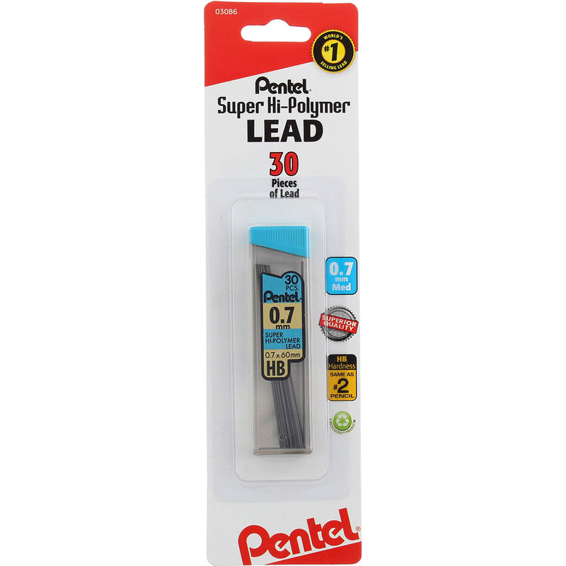 Pentel Super Fine Hi-Polymer Lead, 0.7mm, 30 Ct