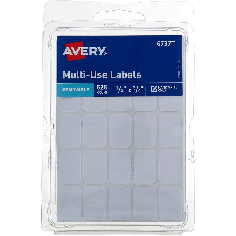 Avery Multi-Use Labels, 0.5in X 0.75in, Removable, White, 525 Ct