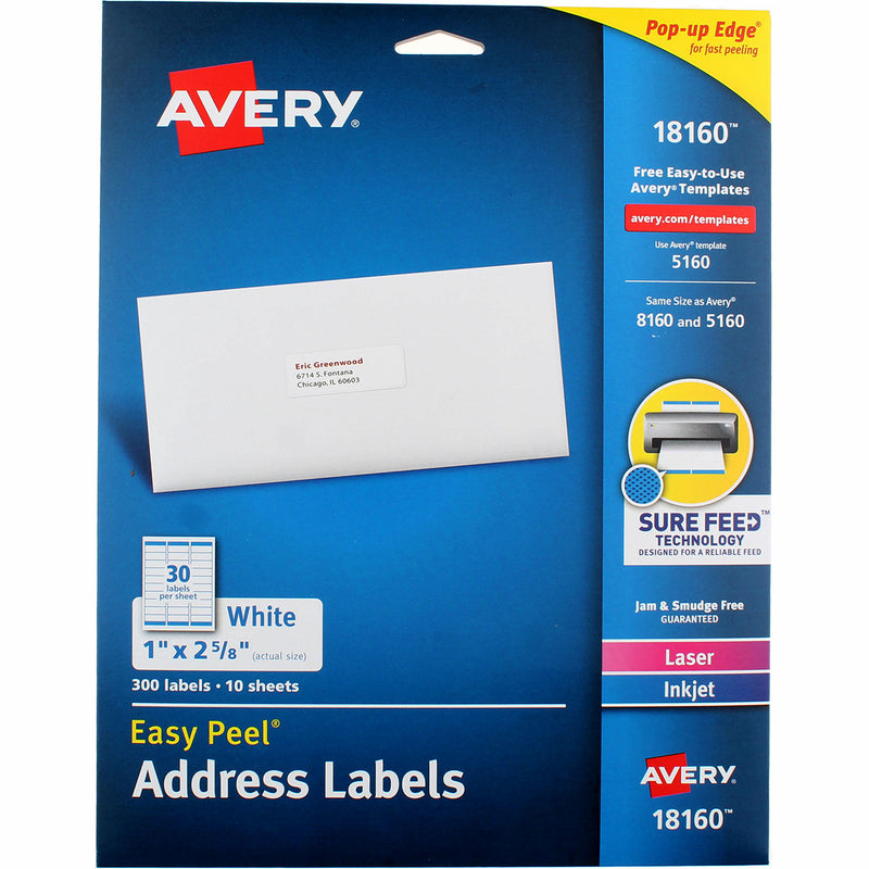 Avery Pop-up Edge Easy Peel Address Labels, 30 Ct