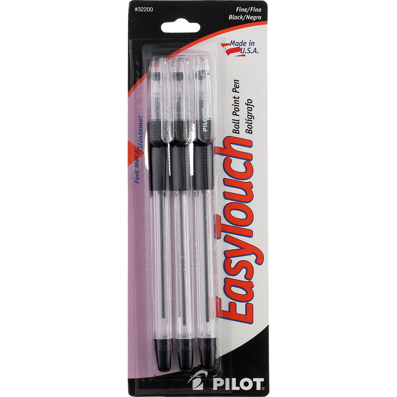 Pilot Easy Touch Ball Point Pen, Fine, Black 32200, 3 Ct