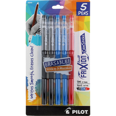 Pilot FriXion Erasable ColorSticks, Fine, Assorted Colors 32442, 5 Ct