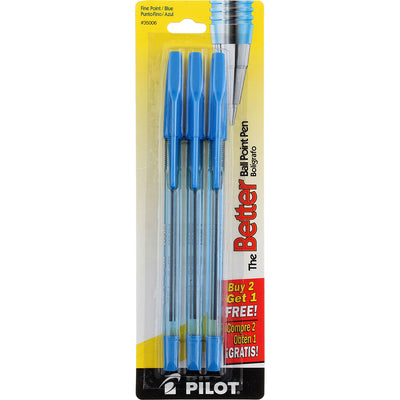 Pilot The Better Ballpoint Pens, Blue, 3 Ct